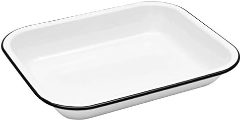 Enamelware Small Open Roaster, 11.5 X 9.25 Inches, Vintage White/Black (Single) 9 Enamelware Small Open Roaster, 11.5 X 9.25 Inches, Vintage White/Black (Single) - Image 7