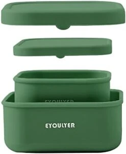 Silicone Bento Box With Lid Baby Storage Durable Bowl Mixing Serving Eating Non-Slip Easy Grip Indoor Outdoor Travel To-Go Food Containers Set2 Canister (BLUE-ROUND) -Wilton Shop 31DK3DZgSL. AC