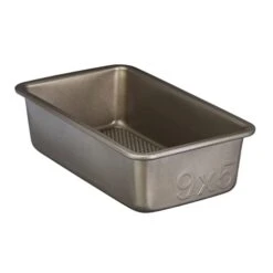 Cook Aluminized Steel, Diamond-Infused Non-Stick Coated Textured Bakeware, Loaf Pan, Champagne Pewter