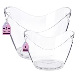 Ice Buckets For Parties - Ice Bucket - 2 Gallon And 1 Gallon Set Clear Acrylic Champagne Bucket With Easy-to-Carry Handles - Indoor And Outdoor Parties