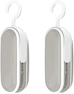 Mini Bag Sealer, Portable Sealing Bags Machine, Handheld Heat Food Vacuum Sealer Machine With Cutter And Hook For Snack, Plastic Bags, Storage, Potato Chip Cookie Bags (GRAY-WHITE 2PCS)