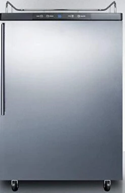 Summit Appliance SBC635M7NKSSHV Freestanding Commercially Listed Beer Dispenser With Auto Defrost, Digital Thermostat, Stainless Steel Door, Professional Thin Handle And Black Cabinet