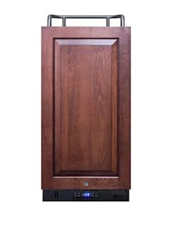 Summit Appliance SBC15NKIF Built-in 15" Wide Commercially Listed Kegerator With Auto Defrost, Digital Thermostat, Panel-Ready Door, 2 Wire Shelves, Front Lock, Sealed Back And Black Cabinet