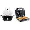 Elite Gourmet EGC-007B# Rapid Egg Cooker, 7 Easy-To-Peel, Hard, Medium, Black & ESM2207 Maxi-Matic Sandwich Panini Maker Grilled Cheese Machine Tuna Melt Omelets Non-Stick Surface, 2 Slice, Black -Wilton Shop 31EyDxlRfaL