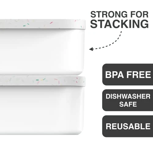 - Ice Cream Container - 2 Quart - Perfect Reusable Freezer Storage For Homemade Ice Cream Tubs For Sorbet, Frozen Yogurt And Gelato! - Flexible Silicone Lids, Long Scoop, Stackable - White With Sprinkles 6 - Ice Cream Container - 2 Quart - Perfect Reusable Freezer Storage For Homemade Ice Cream Tubs For Sorbet, Frozen Yogurt And Gelato! - Flexible Silicone Lids, Long Scoop, Stackable - White With Sprinkles - Image 4