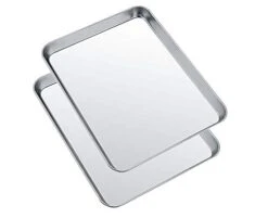 Mall Baking Sheets Pans, HEAHYSI Mini Stainless Steel Cookie Sheets & Toaster Oven Tray Pan,Non Toxic & Healthy,Superior Mirror Finish & Easy Clean, Dishwasher Safe, 10.4 X 8 X 1 Inch