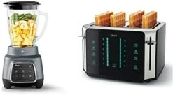 Oster® Touchscreen Blender, 6-Speed, 6-Cup, Auto-program, 800W, Multi-Function Blender, 2143023 & 4-Slice Toaster, Touch Screen With 6 Shade Settings And Digital Timer, Black/Stainless Steel -Wilton Shop 31FVz04QigL. AC