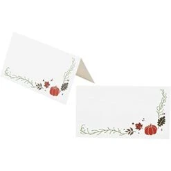 Lace Cards - 100-Pack Thanksgiving Small Tent Cards, Foldover Table Placecards, Table Setting Seat Assignment Deocration For Thanksgiving Lunch And Dinner Parties, Pumpkin Design, Folded 2 X 3.5 Inch
