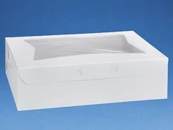 Pack Of 10 WHITE 14x10x4 Window Bakery Or Cake Box