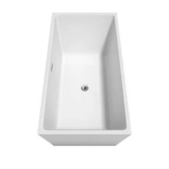 Sara 63 Inch Freestanding Bathtub In White With Floor Mounted Faucet, Drain And Overflow Trim In Polished Chrome -Wilton Shop 31HPwSjFkTL