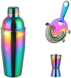 TWDYC 3PCS Stainless Steel Rainbow Boston Cocktail Set 750ml Cocktail Shaker Set With Strainer Measure Cup Bartender Kit Bar Tool Set (Color : D) -Wilton Shop 31HgOaLFoZS. AC