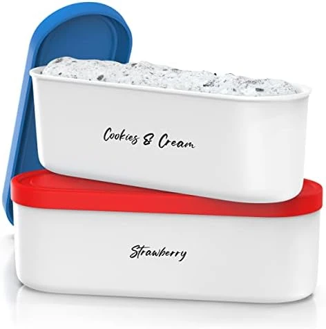 - Ice Cream Container - 2 Quart - Perfect Reusable Freezer Storage For Homemade Ice Cream Tubs For Sorbet, Frozen Yogurt And Gelato! - Flexible Silicone Lids, Long Scoop, Stackable - White With Sprinkles 10 - Ice Cream Container - 2 Quart - Perfect Reusable Freezer Storage For Homemade Ice Cream Tubs For Sorbet, Frozen Yogurt And Gelato! - Flexible Silicone Lids, Long Scoop, Stackable - White With Sprinkles - Image 8