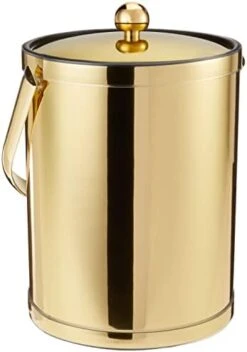 Polished Brass Ice Bucket With Metal Lid, , Polished Brass Color, Double Wall Construction, Made In U.S.A. -Wilton Shop 31IOtNM qFL. AC