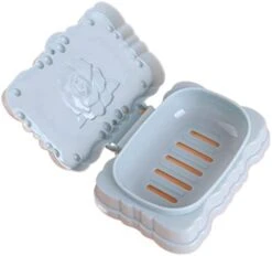 Soap Holder， Travel Portable Storage Box With Lid Soap Box Sealed Waterproof Soap Rack Face Wash Soap Box Three-Dimensional Carved Soap Dish (Color : Purple) -Wilton Shop 31JFCRF88UL. AC 1