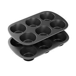 2 Pack Nonstick Muffin Pan, Carbon Steel Cupcake Pan, 6 Cup, Easy To Clean And Perfect For Making Muffins Or Cupcakes, Jumbo