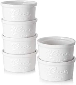 4 Oz Ramekins - Ramekins For Creme Brulee Souffle, Porcelain Ramekins Oven Safe, Mason Style Embossed Ramekins Bowls Ramekins For Baking, Set Of 6, Blue -Wilton Shop 31KEOBNiCsL. AC