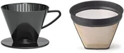 Pour-Over Reusable Coffee Brewing Cone With Gold-Toned Mesh Permanent Coffee Filter, Number 4-Size, Black -Wilton Shop 31KgUZjbDDL. AC