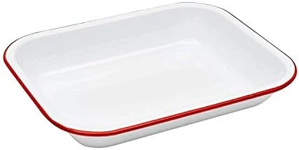 Enamelware Small Open Roaster, 11.5 X 9.25 Inches, Vintage White/Black (Single) 10 Enamelware Small Open Roaster, 11.5 X 9.25 Inches, Vintage White/Black (Single) - Image 8