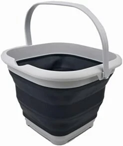 8.5L (2.2 Gallon) Collapsible Square Handy Bucket/Foldable SquareWater Pail/Portable Tub With Handle. Size 31x31cm (Grey/Slate Grey, 1) -Wilton Shop 31LSvWxDxWL. AC