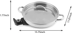 11.8-Inch Capacity Electric Skillet - For Simmer Fry Bake Steam (Silver) -Wilton Shop 31LggAwf0TL