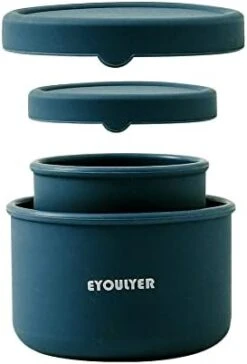 Silicone Bento Box With Lid Baby Storage Durable Bowl Mixing Serving Eating Non-Slip Easy Grip Indoor Outdoor Travel To-Go Food Containers Set2 Canister (BLUE-ROUND) -Wilton Shop 31MTlOVCJYL. AC