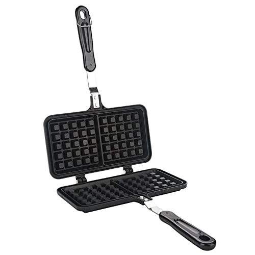 Black Aluminum Alloy Dual Head Waffle Baking Mold Non-Stick Waffle Baking Pan Mold Press Plate For Home Kitchen 3 Black Aluminum Alloy Dual Head Waffle Baking Mold Non-Stick Waffle Baking Pan Mold Press Plate For Home Kitchen
