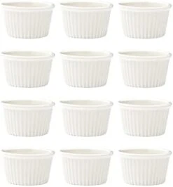 White Ramekin, Set Of 12 Fine Porcelain Ramekins, Stackable 3 Inch Bowls, 3.5 Ounce Dips Dish, Dishwasher Safe -Wilton Shop 31NLwoOWrhL. AC