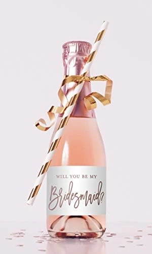 Will You Be My Bridesmaid Proposal Mini Champagne Bottle Labels - Set Of 12 (Rose Gold - Not Foil) 9 Will You Be My Bridesmaid Proposal Mini Champagne Bottle Labels - Set Of 12 (Rose Gold - Not Foil) - Image 7