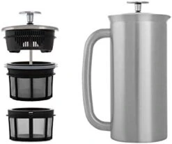 - P7 French Press - Double Walled Stainless Steel Insulated Coffee And Tea Maker With Micro-Filter, Keep Drinks Hot For Hours, Perfect For Home Or Travel (Polished Stainless Steel, 32 Ounce) -Wilton Shop 31OVQsTitL. AC