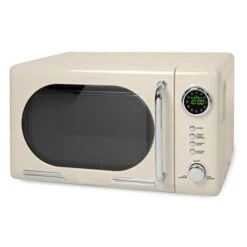 Retro 0.7 Cubic Feet 700-Watt Countertop Microwave Oven, Ideal For For Home, Dorm, Office, Ivory