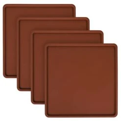 4 PCS 14x14 Inch Silicone Dehydrator Mats With Edge Square Silicone Sheets Non-stick Silicone Fruit Trays Reusable Fruit Leather Trays For Dehydrator High Temperature Resistance Roll Up Trays For Fruits Meat Vegetables Herbs