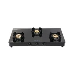 Urya Flame Ms & Glasstop 3 Burners Beauty Gas Stove, Black