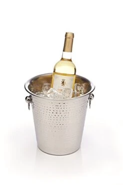 BarCraft BCCHAMBUCHAM Luxury Stainless Steel Wine/Champagne Cooler Bucket, 21 X 20.5 X 21 Cm (8.5" X 8" X 8.5") - Hammered Finish