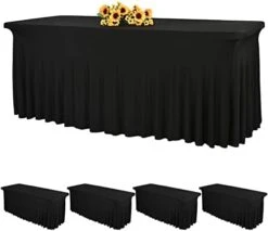 2 Pack 6ft Spandex Table Skirts Stretch Table Cover,One-Piece Wrinkle Resistant Fitted Tablecloth And Table Skirt For Rectangle Tables Tradeshows Weddings Banquets Parties Events Thanksgiving (Black) -Wilton Shop 31QtwynahL. AC