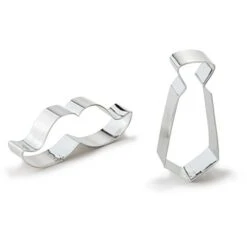 Stainless Steel Cookie Cutter Tie & Mustache Set