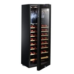 GENERIC 60 Bottles Wine Cooler Refrigerator Freestanding Wine Cellar For Red, White, Champagne Or Sparkling Wine Quiet Operation Compressor Wine Fridge With Digital Temperature Control Black (Color : A)