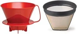 Pour-Over Reusable Coffee Brewing Cone With Gold-Toned Mesh Permanent Coffee Filter, Number 4-Size, Black -Wilton Shop 31RtftCYunL. AC