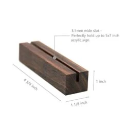 10 Pack Rustic Acrylic Sign Holders | Walnut Wood Table Numbers Display Stands | Place Card Holder, Perfect For Retail Shop Wedding Party Events Decoration -Wilton Shop 31TyWMXGjzL