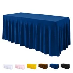 Table Cover And Table Skirt One-Piece For Folding Tables, 6FT Spandex Fitted Tablecloth With Ruffles Skirt For Weddings, Banquets, Baby Showers, Parties, Vendors (Royal Blue)