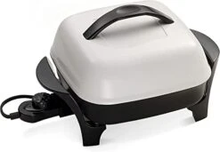 11-Inch Deluxe Nonstick Electric Skillet - Roasts, Fries, Grills, Stews, Bakes, Makes Casseroles For Four People, Black/White