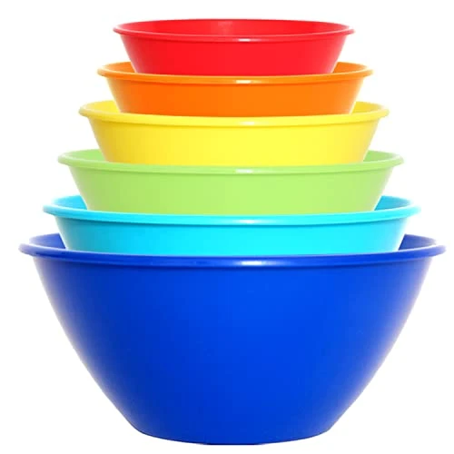 6 Pack Large Plastic Mixing And Serving Bowls, Plastic Nesting Bowls Set - 120OZ, 80OZ, 50OZ, 32OZ, 22OZ, 12OZ (Rainbow Colors) 3 6 Pack Large Plastic Mixing And Serving Bowls, Plastic Nesting Bowls Set - 120OZ, 80OZ, 50OZ, 32OZ, 22OZ, 12OZ (Rainbow Colors)