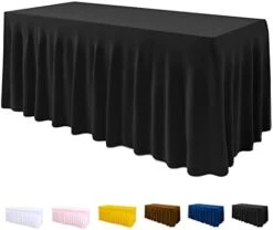 Table Cover And Table Skirt One-Piece For Folding Tables, 6FT Spandex Fitted Tablecloth With Ruffles Skirt For Weddings, Banquets, Baby Showers, Parties, Vendors (Royal Blue) -Wilton Shop 31Xn082SLoL. AC