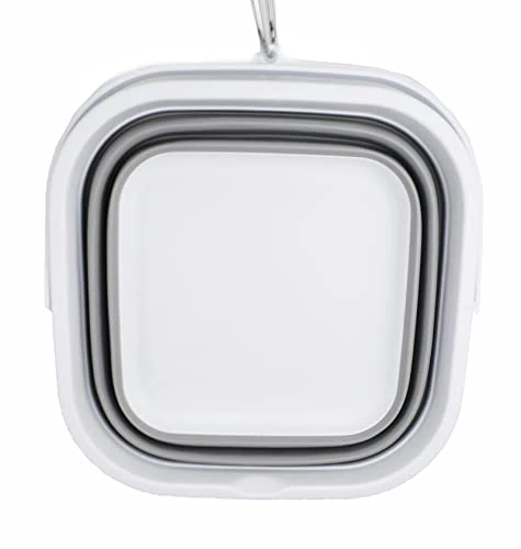 5.5L (1.4 Gallon) Collapsible Square Handy Bucket / Foldable SquareWater Pail / Portable Tub With Handle. (White/Grey, 1) 8 5.5L (1.4 Gallon) Collapsible Square Handy Bucket / Foldable SquareWater Pail / Portable Tub With Handle. (White/Grey, 1) - Image 6