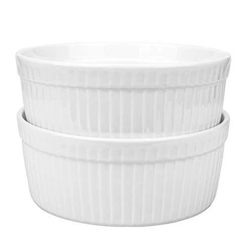 2 Pack Large Porcelain Souffle Ramekins, 48 Ounce, 1.5 Quarts White Bakeware Ramekin Set For Baking, Cooking, Serving And More 3 2 Pack Large Porcelain Souffle Ramekins, 48 Ounce, 1.5 Quarts White Bakeware Ramekin Set For Baking, Cooking, Serving And More