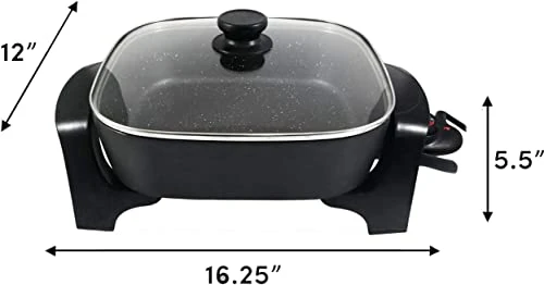 Nstick Extra Deep Electric Skillet - With Glass Vented Lid, Serves 4 To 6 People (7.5Qt.) 9 Nstick Extra Deep Electric Skillet - With Glass Vented Lid, Serves 4 To 6 People (7.5Qt.) - Image 7