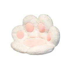 Id Cafe Cute Cat Paw Cushion Cat Paw Shape Lazy Susan Bear Paw Chair Cushion Suitable For Restaurant Office Chair Children's Room Interesting Children's Gift (White)