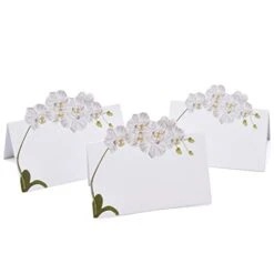 100 Pack White Orchid Floral Place Cards Flower Wedding Seating Name Card Table Setting Folded Tent Cards For Baby Shower Dinner Weddings Reception Tables Placement Party Decorations 2 X 3.5 Inches -Wilton Shop 31Yf2Db5l7L