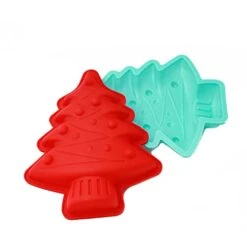 2 Pack Christmas Holiday Tree Small Cookie Jello Cake Pan Baking Silicone Mold 6.5-inch
