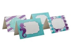 Mermaid Party Place Cards - Under The Sea Party Supplies Food Tents And Food Labels Decorations, Mermaid Baby Shower Party Supplies