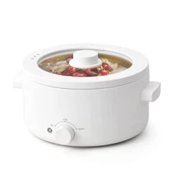 2L Electric Pots For Cooking, Mini Hot Pot Electric Non-Stick Ceramic Glaze Rapid Ramen Cooker For Noodles, Soup, Steak, Stir Fry, Steak, Eggs For Family Dorm And Office With Dual Power Control, Over Heating And Boil Dry Protection, White(2L)